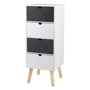 Mobiletto Flynn 4 Cassetti 29x29x76cm Bianco/Grigio Moderno