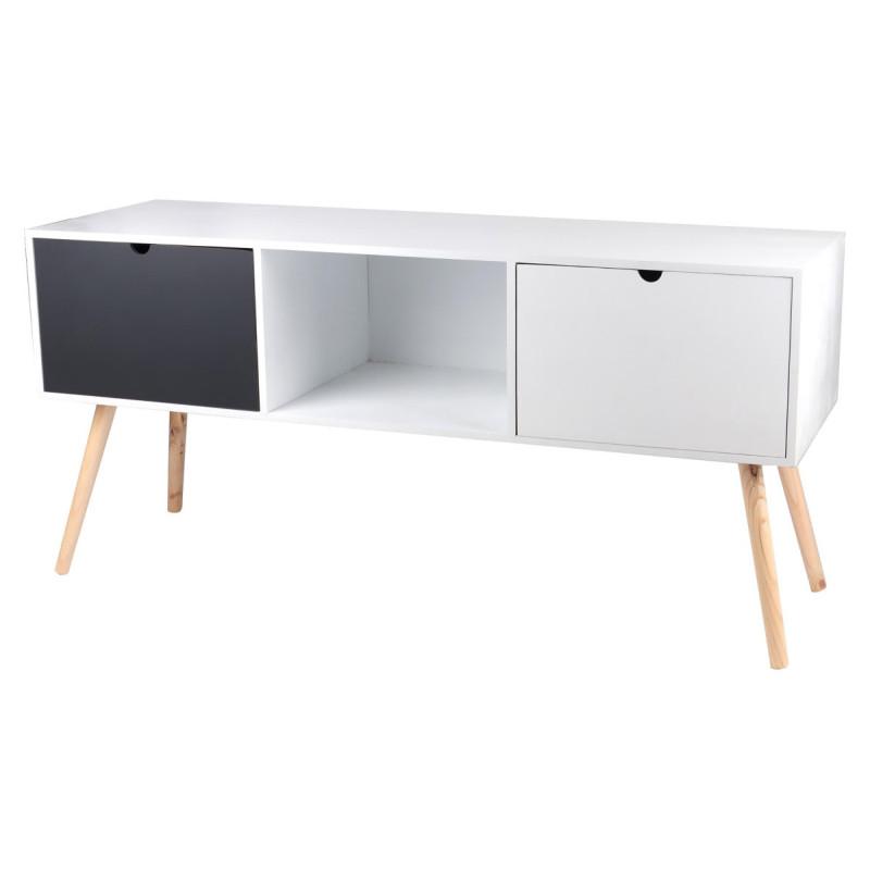 Mobiletto Flynn 2 Cassetti 1 Vano 120x38x57cm Bianco/Grigio