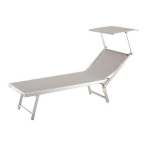 Lettino Con Parasole 185x71x41 Grigio Melange