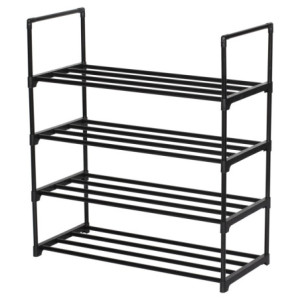 Scarpiera Scaffale 4 Ripiani Metallo Nero 65,5x29,5x72cm Moderna