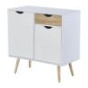 Mobiletto Bolt 2 Ante 1 Cassetto 80x40x80cm Bianco/Naturale