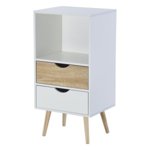 Mobiletto Bolt 2 Cassetti 1 Vano 48x40x94cm Bianco/Naturale