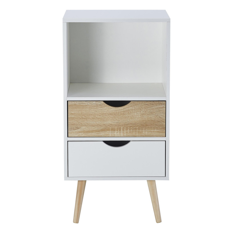 Mobiletto Bolt 2 Cassetti 1 Vano 48x40x94cm Bianco/Naturale