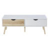 Tavolino Bolt 2 Cassetti 120x54x34cm Bianco/Naturale Moderno