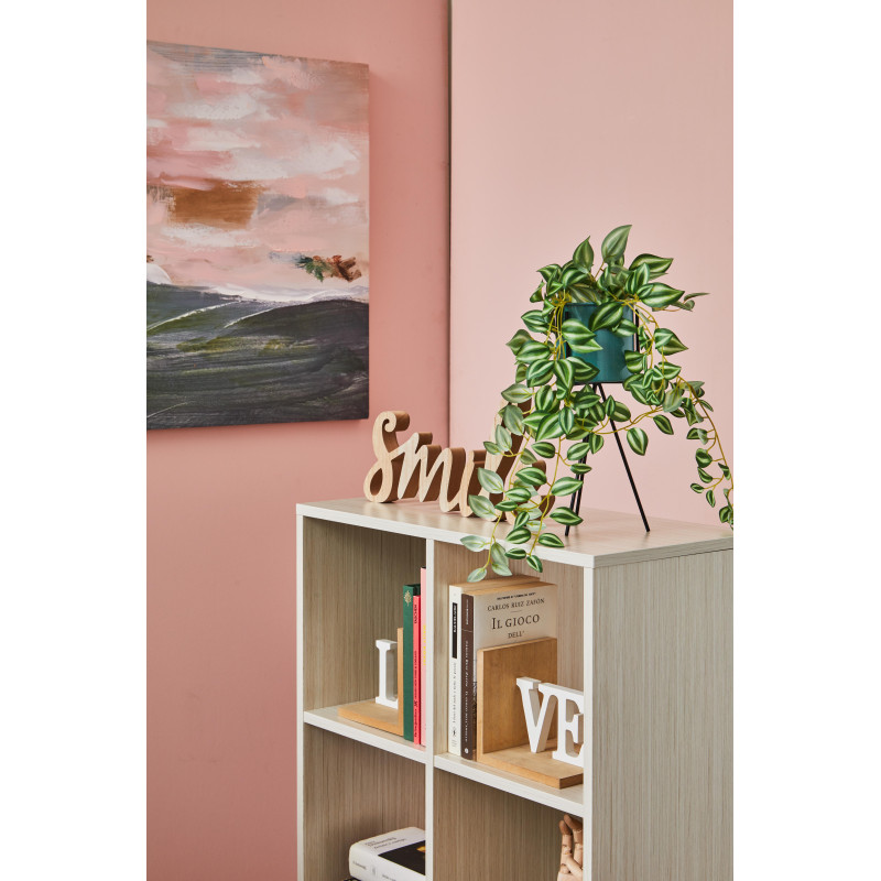 Comodino Phoenix Bianco/Legno 40x30x55cm: Moderno e Versatile