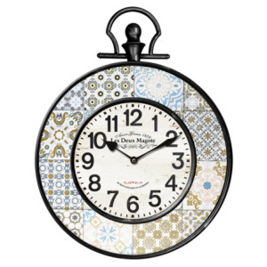 Orologio Metallo Maiolica 39x50cm: Stile Vintage e Colore