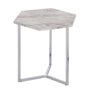 Tavolino Hexa Bianco/Cromato 48x41x46cm: Design Moderno