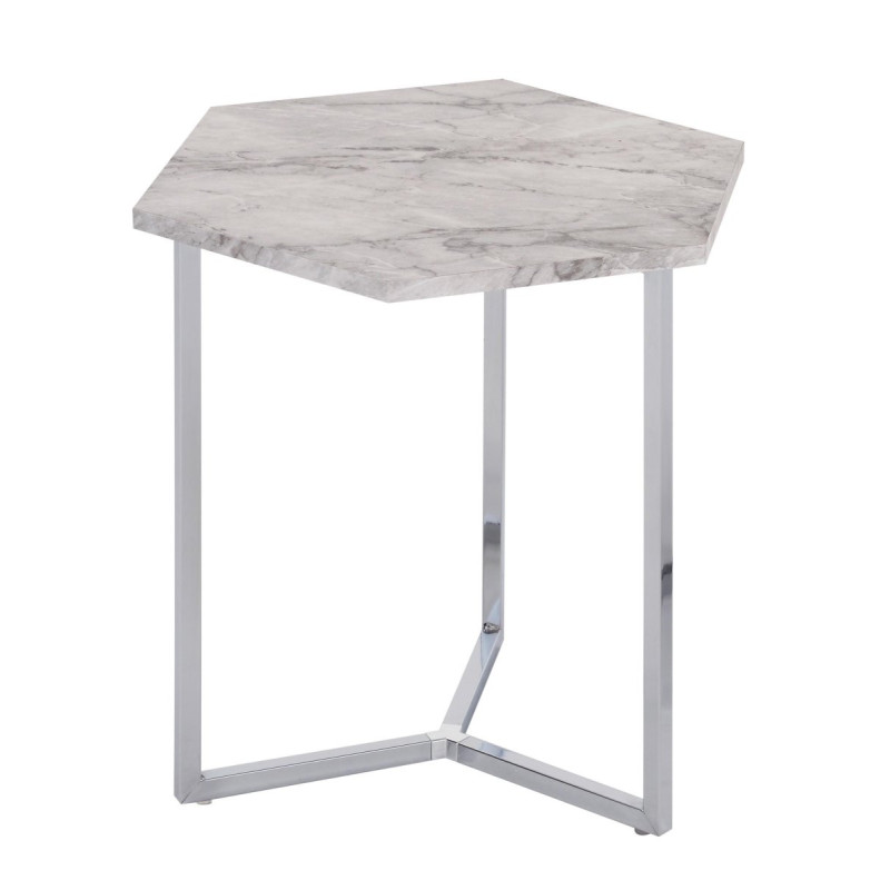 Tavolino Hexa Bianco/Cromato 48x41x46cm: Design Moderno