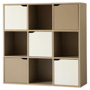 Libreria 5 Ante 4 Vani Miracle Tortora/Bianco/Legno: Spazio e Stile