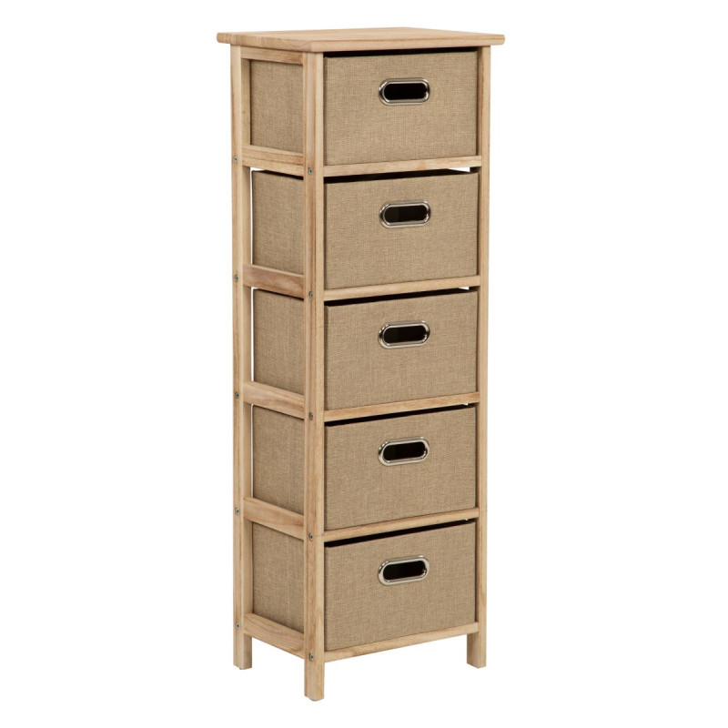 Cassettiera 5 Cassetti Armon 34x25x95cm Naturale