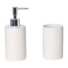 Set 2 Pezzi Maiolica Ceramica Beige Dosatore e Portaspazzolino