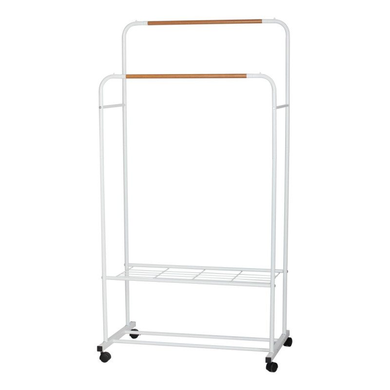 Appendiabiti Doppio Bianco Effetto Legno 80x50x130-155cm