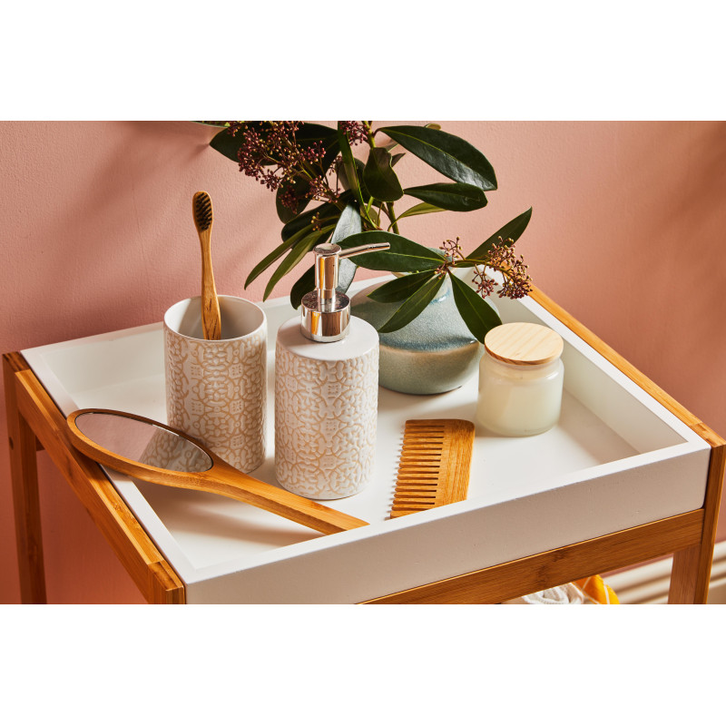 Mobiletto Levia 1 Contenitore 1 Ripiano MDF Bianco Bamboo