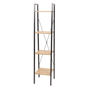 Libreria 4 Ripiani Hamilton Metallo Nero Legno 34x32,5x148cm