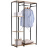 Porta Abiti 3 Ripiani Hamilton Metallo Nero Legno 90x40x166,8cm