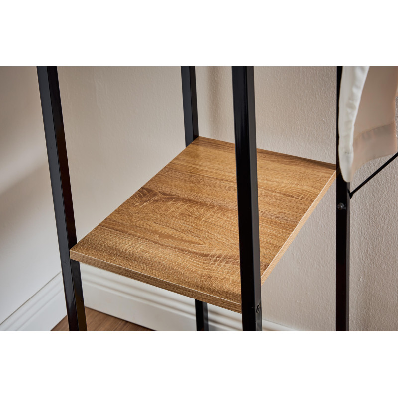 Porta Abiti 3 Ripiani Hamilton Metallo Nero Legno 90x40x166,8cm