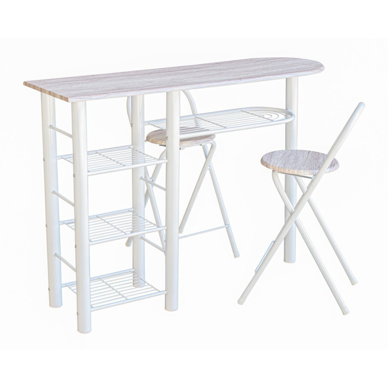 Set Banco Cucina e 2 Sgabelli Oslo MDF Naturale Bianco