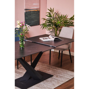 Zoom Tavolo Allungabile Oliver 160(200)x90x75 Piano In Ceramica Amica Nero Marmo