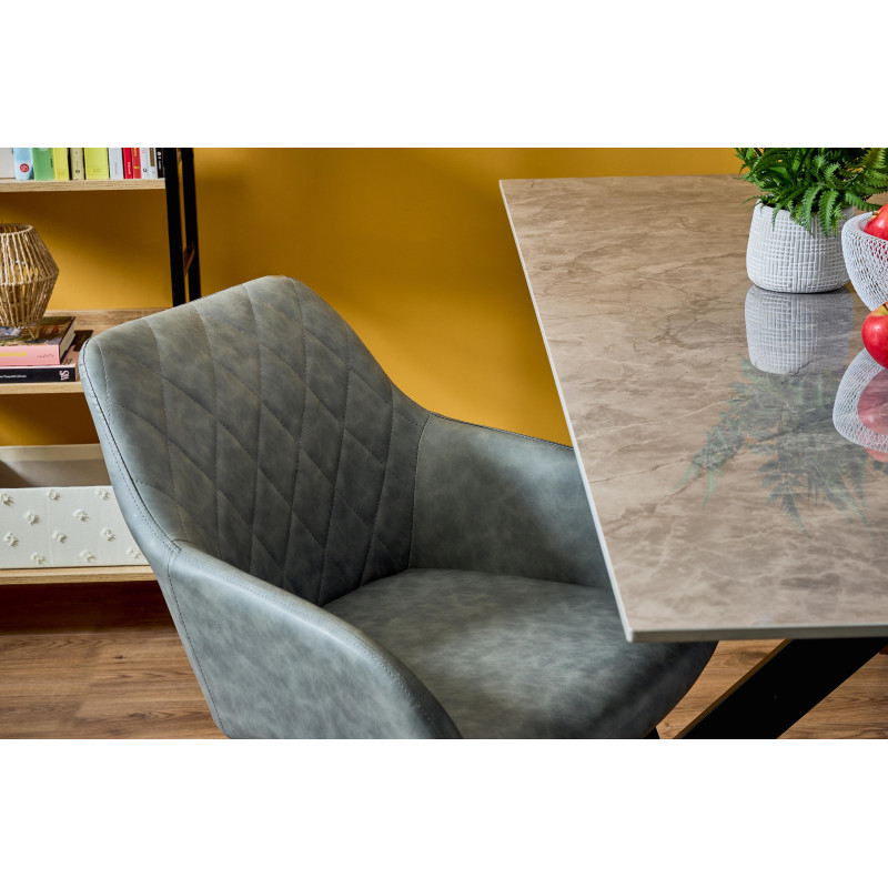 Tavolo Becker 180x90x76 cm Top Ceramica Marmo Gambe Nere