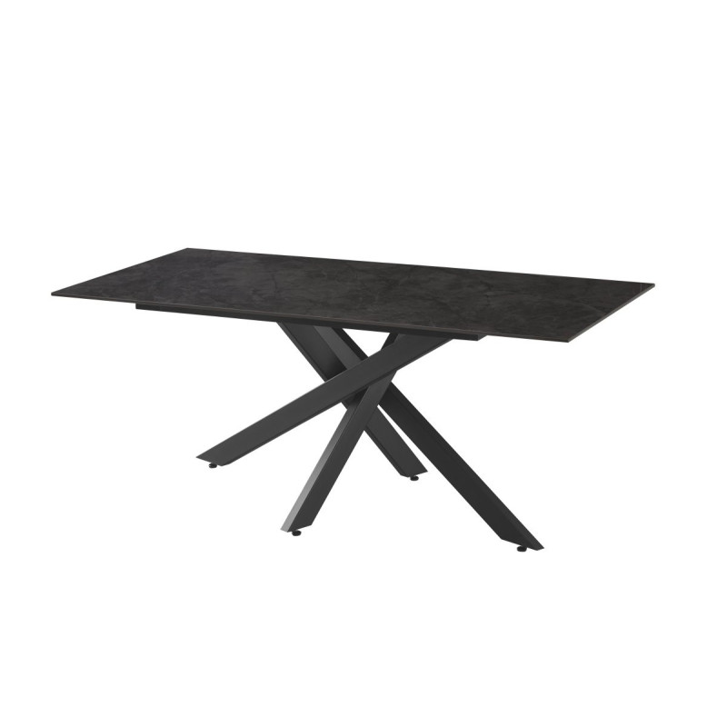 Tavolo Becker 180x90x76 cm Top Ceramica Nero Marmo Opaco
