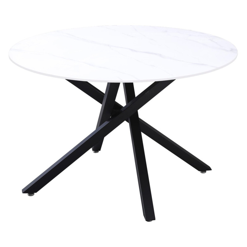 Tavolo Rotondo Astor Ø120x75 cm Top Ceramica Bianco Marmo