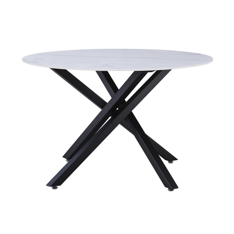 Tavolo Rotondo Astor Ø120x75 cm Top Ceramica Bianco Marmo