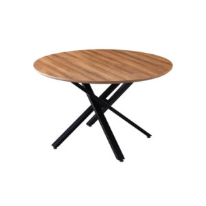 Tavolo Rotondo Jasper Ø120x75 cm Top Noce Gambe Nere
