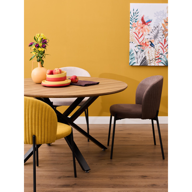 Tavolo Rotondo Jasper Ø120x75 cm Top Noce Gambe Nere