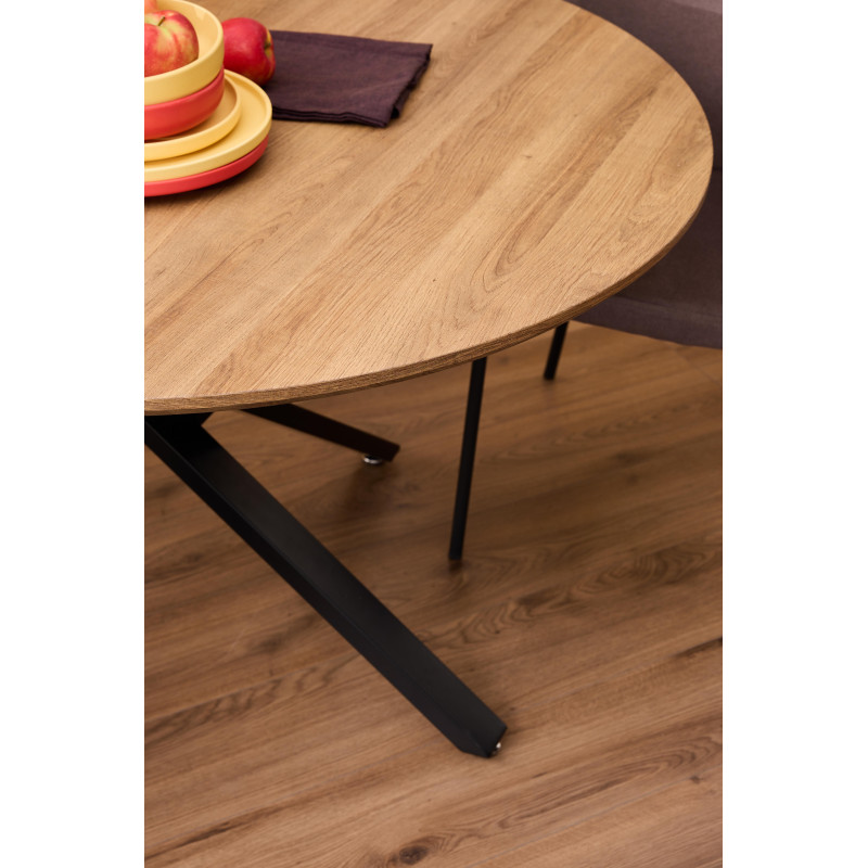 Tavolo Rotondo Jasper Ø120x75 cm Top Noce Gambe Nere