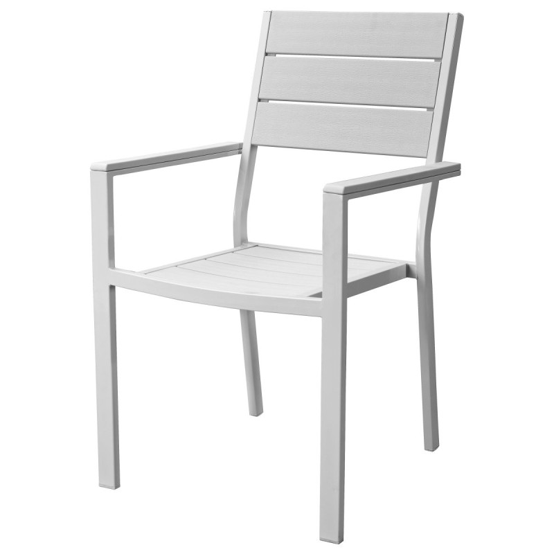Sedia con Braccioli Bianca Finitura Legno 58x55,5x88,5 cm