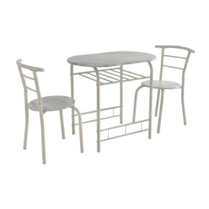 Set Tavolo e 2 Sedie Brema MDF Bianco Marmorizzato