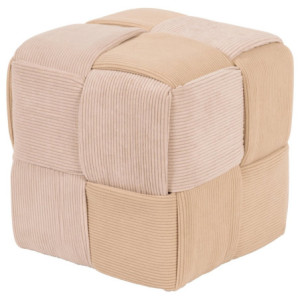 Pouf Brady Velluto a Coste Intrecciato Tortora Sabbia 38x38x38 cm