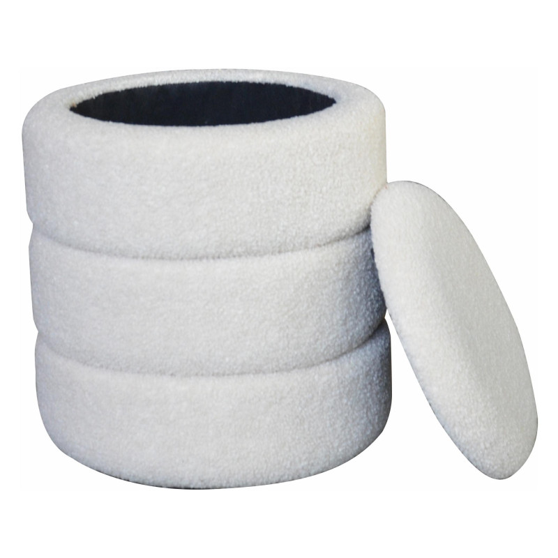 Pouf Contenitore Chubby in Tessuto Bouclé Beige 35x35x40 cm
