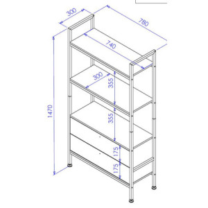 Zoom Libreria Hamilton 2 Mensole + 2 Cassetti Dimensione 78x30x147 Cm