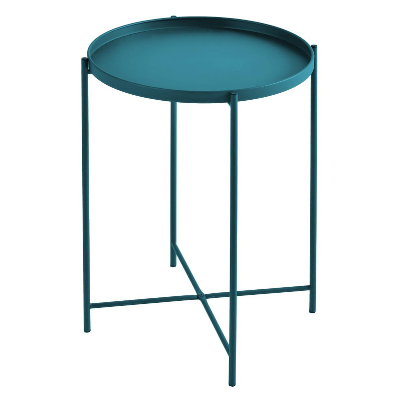 Tavolino Frosty Blu Avio Ø37xH50 cm Metallo