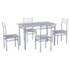Set Tavolo e 4 Sedie Bergen Stone Grey/Metallo Silver