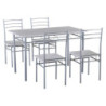 Set Tavolo e 4 Sedie Bergen Stone Grey/Metallo Silver