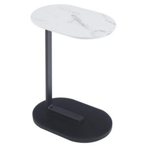 Tavolino Goran 45x30x58 cm Bianco Marmo Gambe Nere