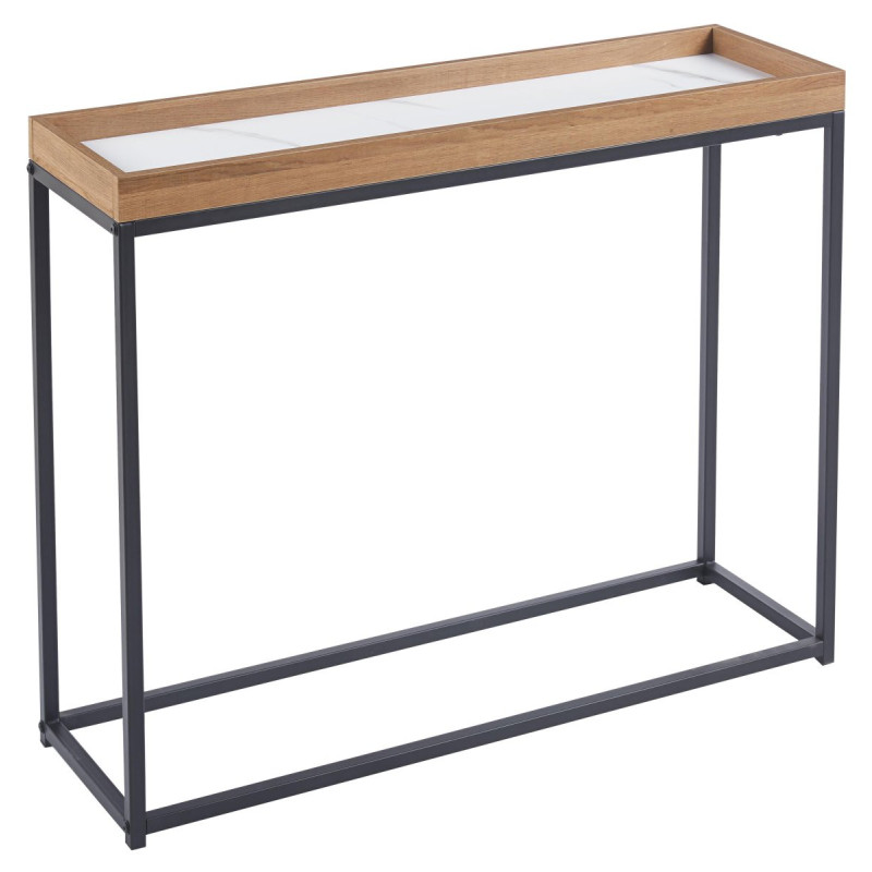 Consolle Ray 100x30x80 cm Top Naturale/Bianco Marmo