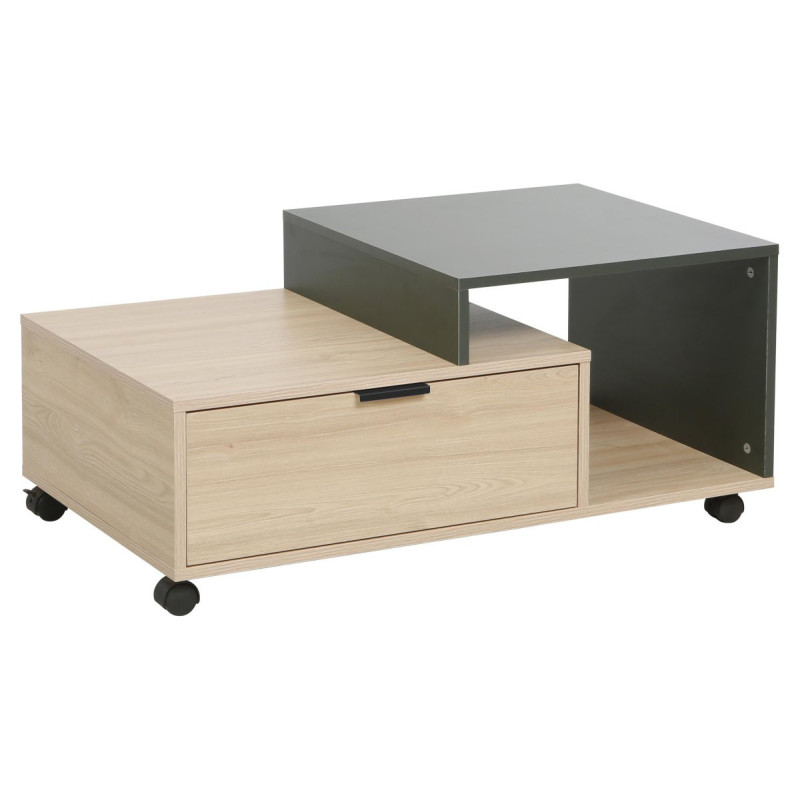 Tavolino Aladin 90x50x40 cm Naturale/Verde Scuro