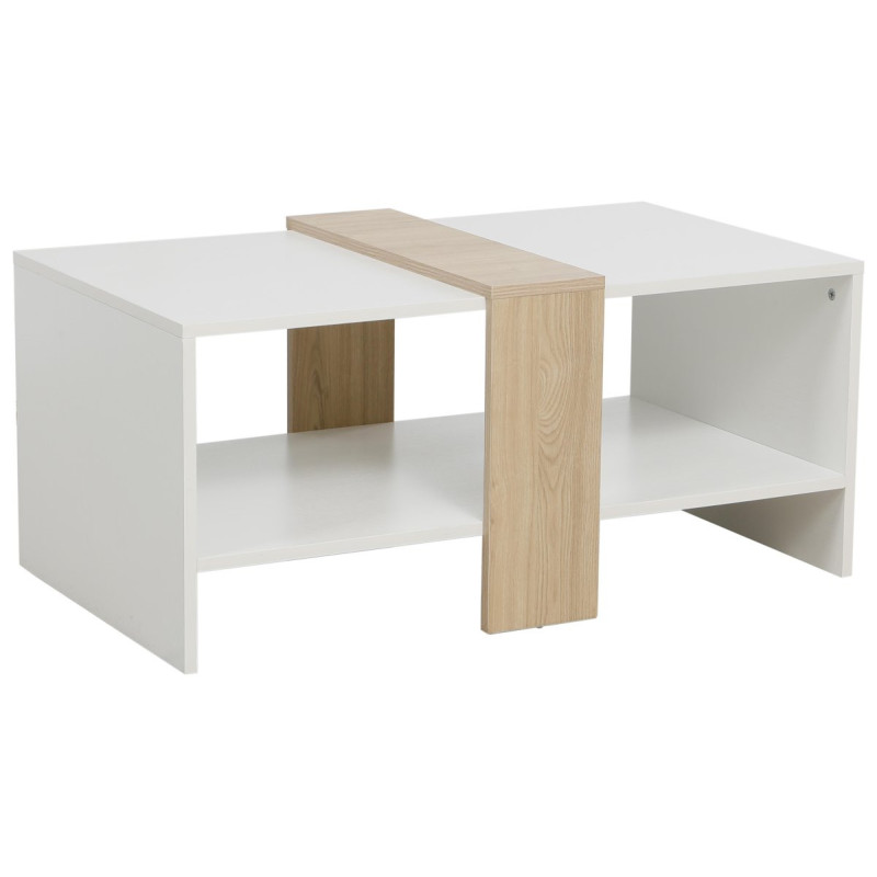 Tavolino Aladin 90x53x41,5 cm Bianco Legno/Banda Naturale