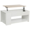 Tavolino Jasmine 100x50x45 cm Bianco Legno e Top Naturale