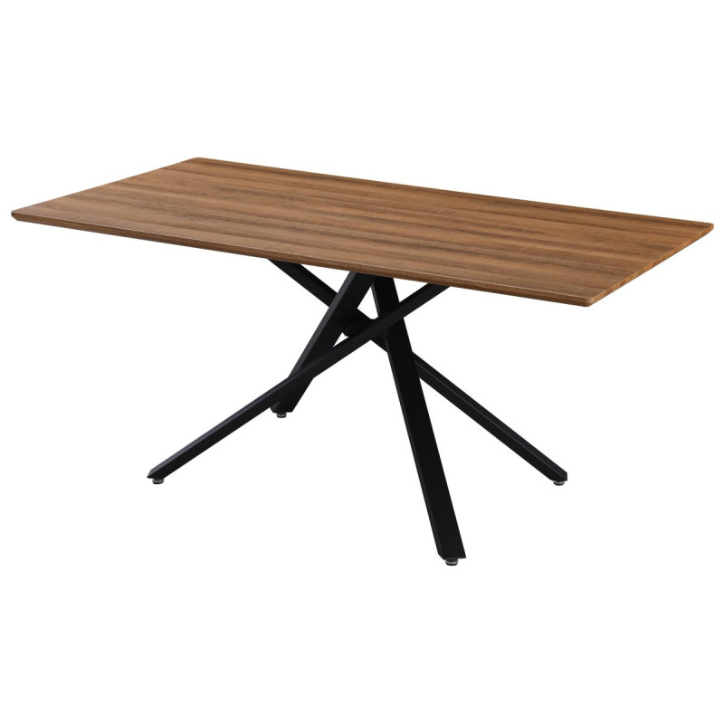 Tavolo Rettangolare Jasper 160x90x75 cm Top Noce Gambe Nere