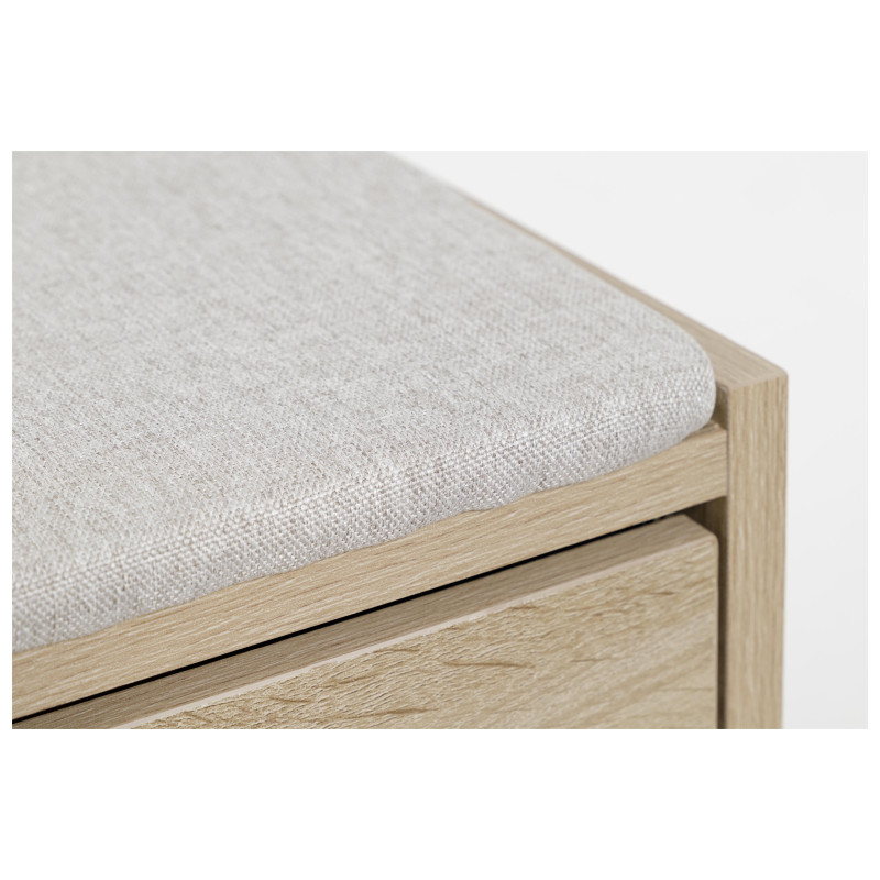 Panca Porta Scarpe Quercia con Cuscino Tortora 80x30x45 cm