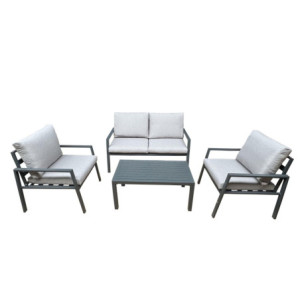 Salotto 4 Pezzi Monroe Grigio Polyrattan Alluminio Giardino