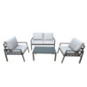 Salotto 4 Pezzi Monroe Grigio Polyrattan Alluminio Giardino