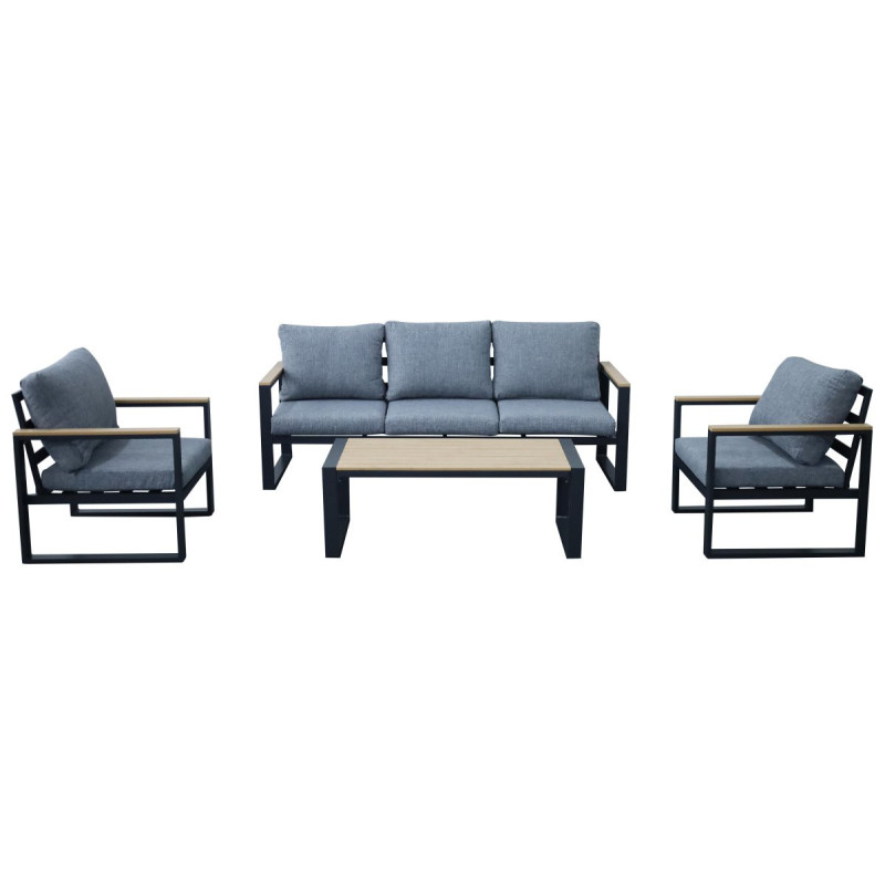 Set 4 Pezzi Aran Grigio Melange Tavolo 80x80 e 3 Sedie Esterno