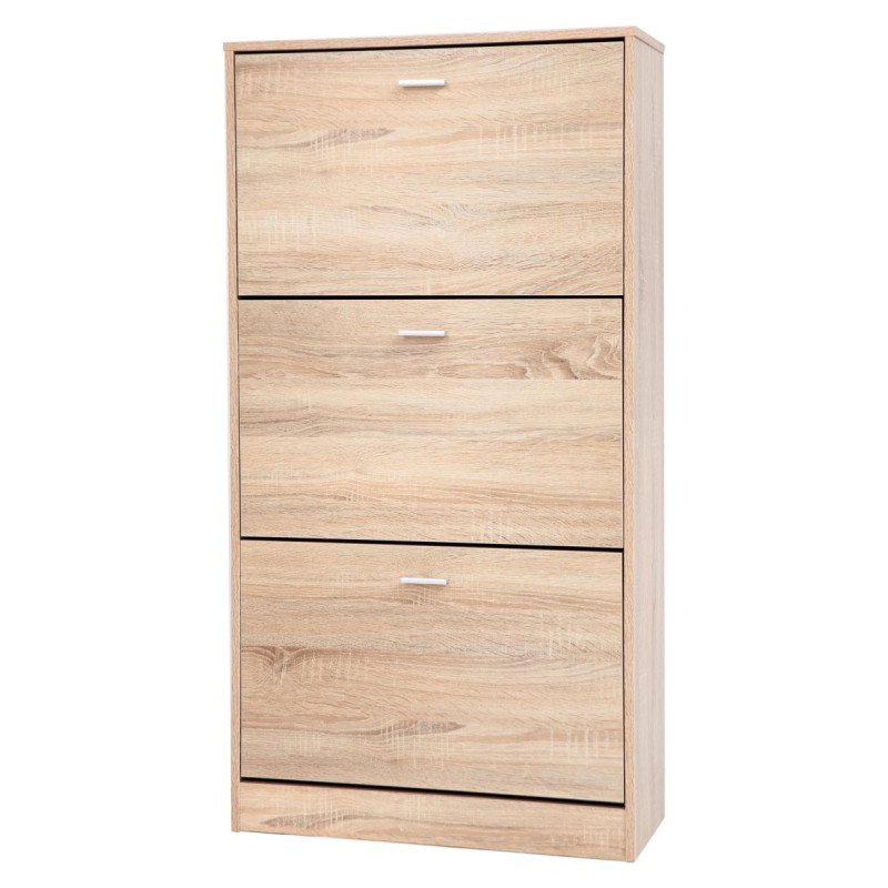 Scarpiera 3 Ante Melamina Quercia 60x24x113 cm Design Moderno