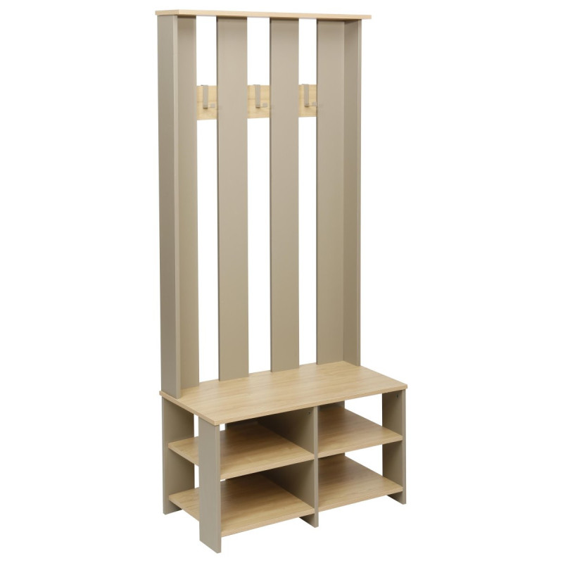 Appendiabiti Baez 80x40x175,5 cm Naturale e Tortora Design