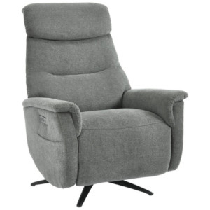 Poltrona Relax Jacquelin Tessuto Grigio Scuro Gambe Nere Design